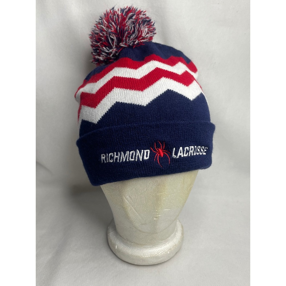 University of Richmond Spiders Lacrosse Beanie Cap OSFM Red White Blue Pom Hat